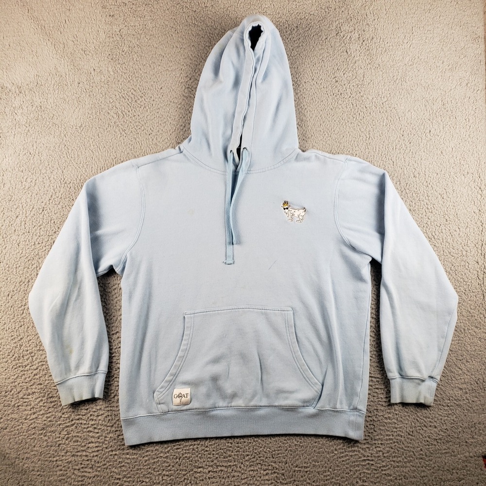 GOAT USA Sweatshirt Mens Large Blue Cotton Blend Pullover Pocket Hoodie